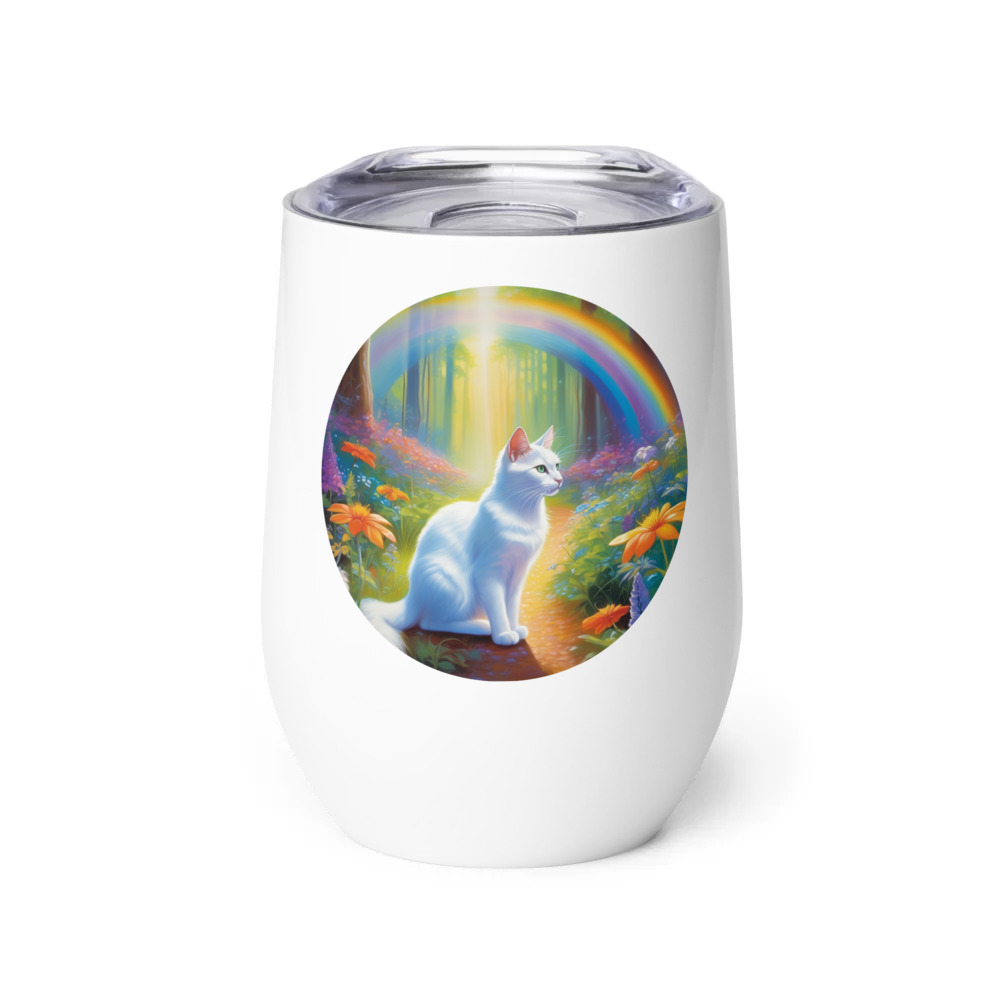 PugMug Custom White Companion Cat Wine Tumbler