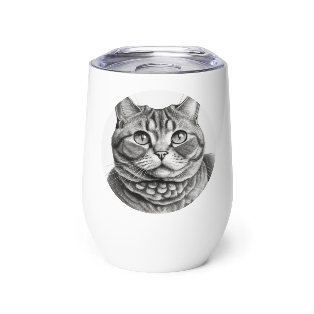 PugMug Custom Tabby British Shorthair Cat Wine Tumbler
