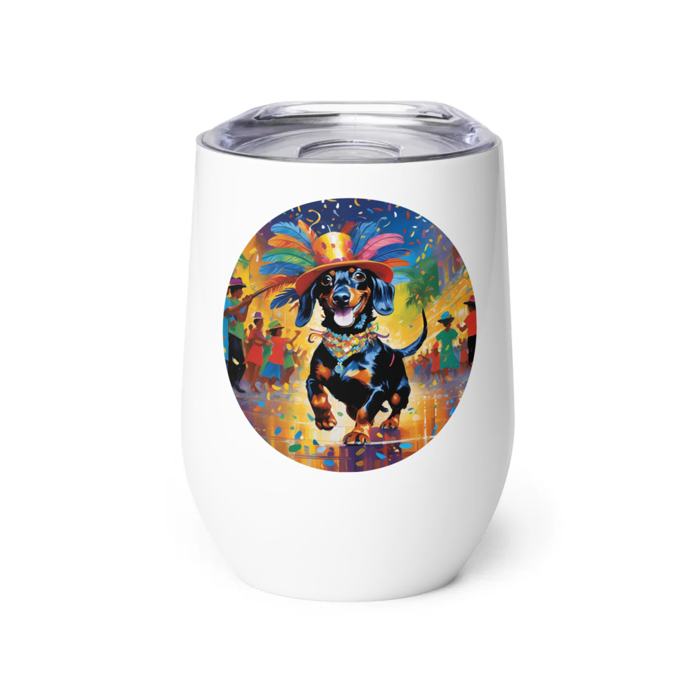 PugMug Custom Black Dachshund Wine Tumbler