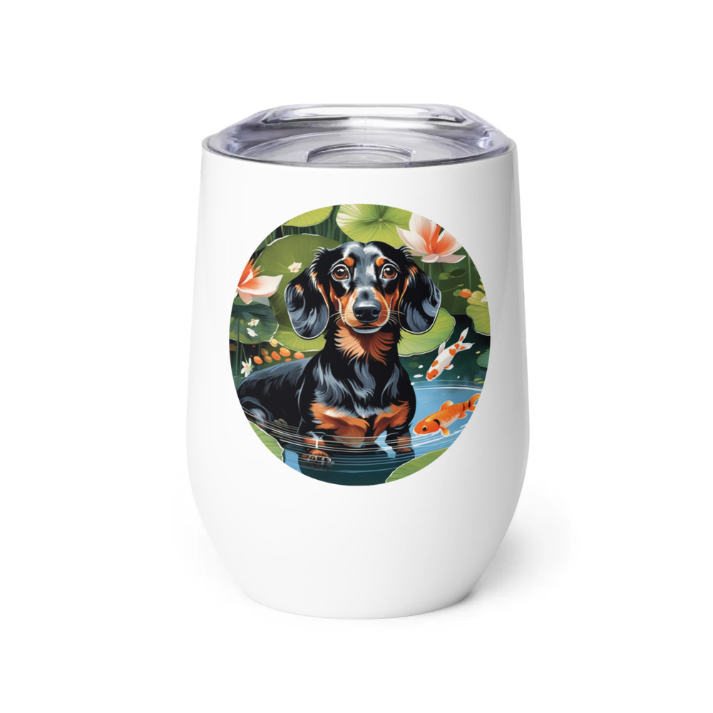 PugMug Custom Black Dachshund Wine Tumbler