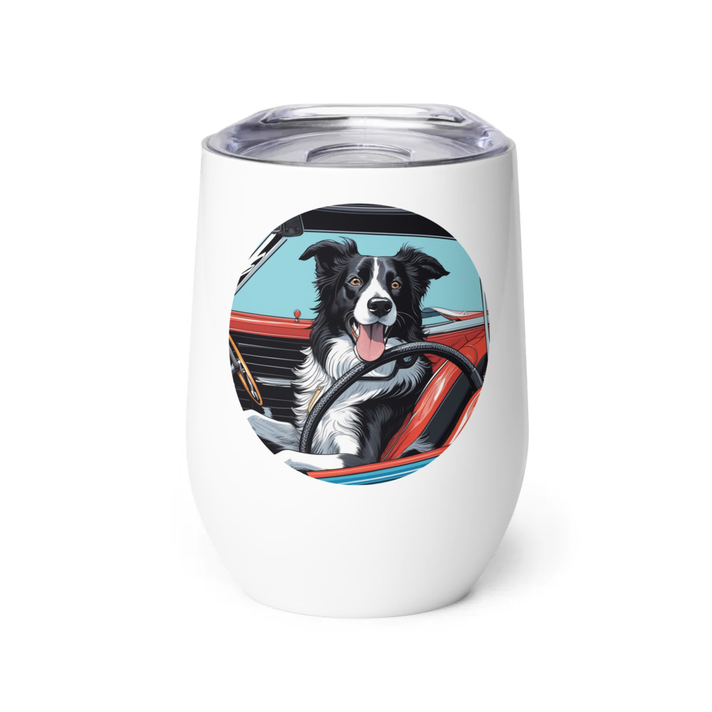 PugMug Custom Border Collie Wine Tumbler