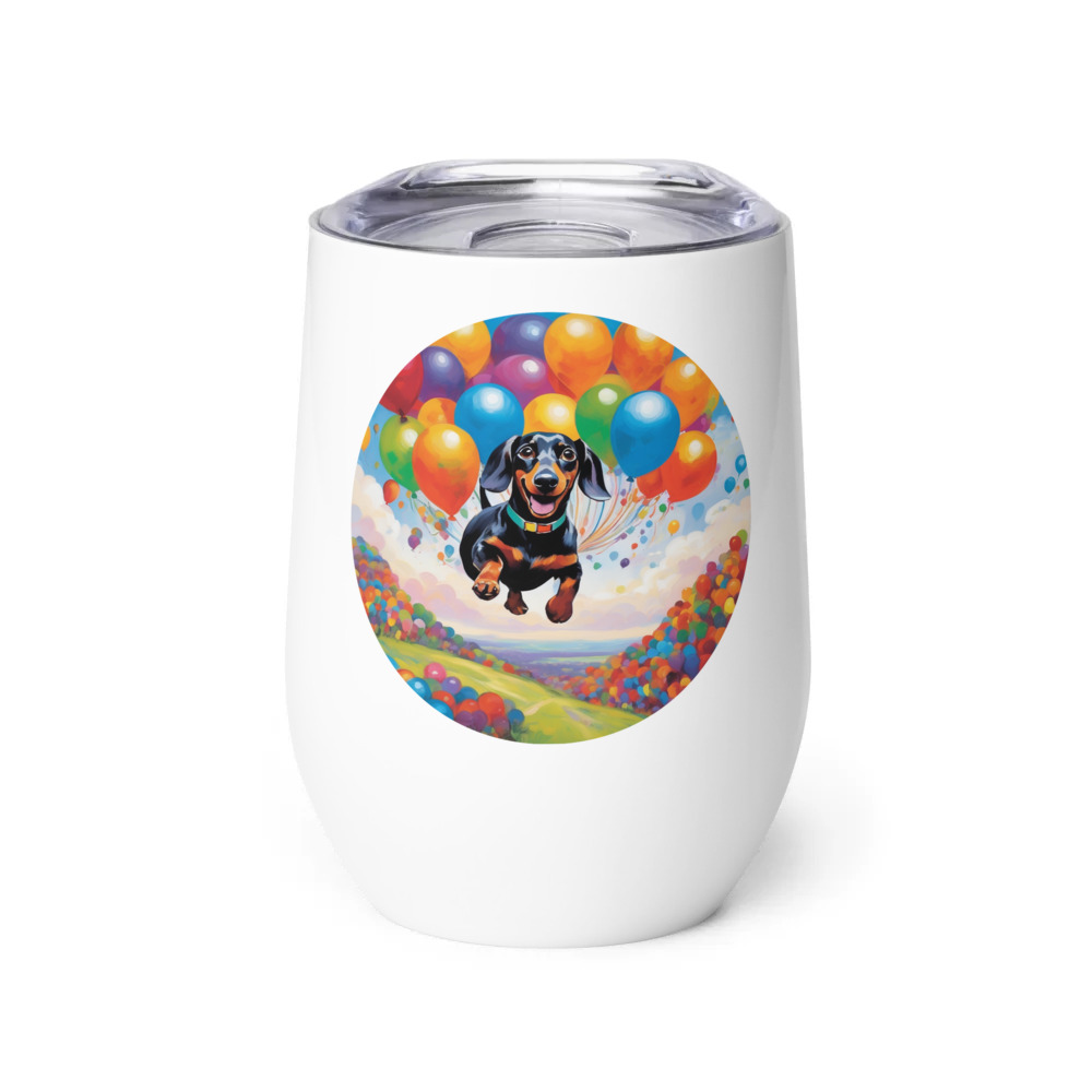 PugMug Custom Black Dachshund Wine Tumbler
