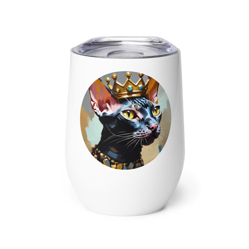 PugMug Custom Black Sphynx Cat Wine Tumbler