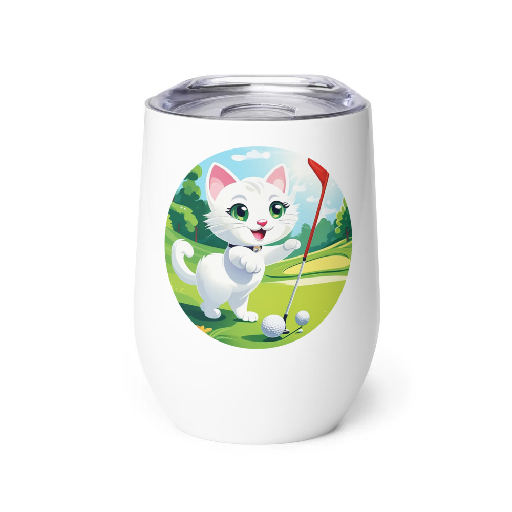 PugMug Custom White Companion Cat Wine Tumbler