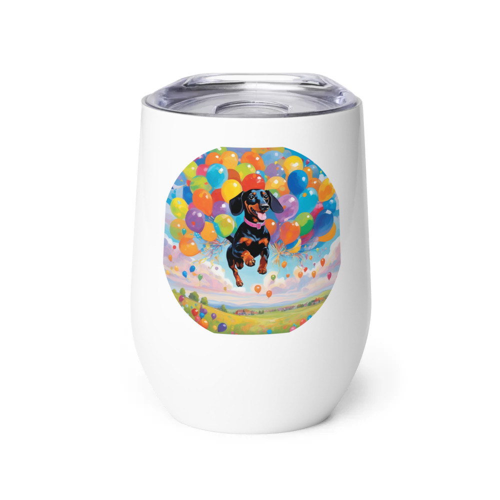 PugMug Custom Black Dachshund Wine Tumbler