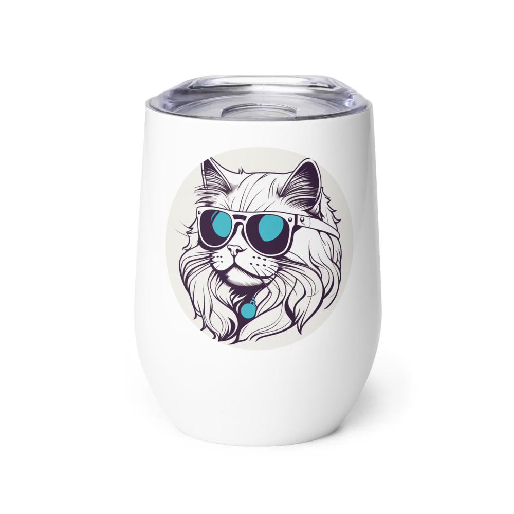 PugMug Custom White Persian Cat Wine Tumbler