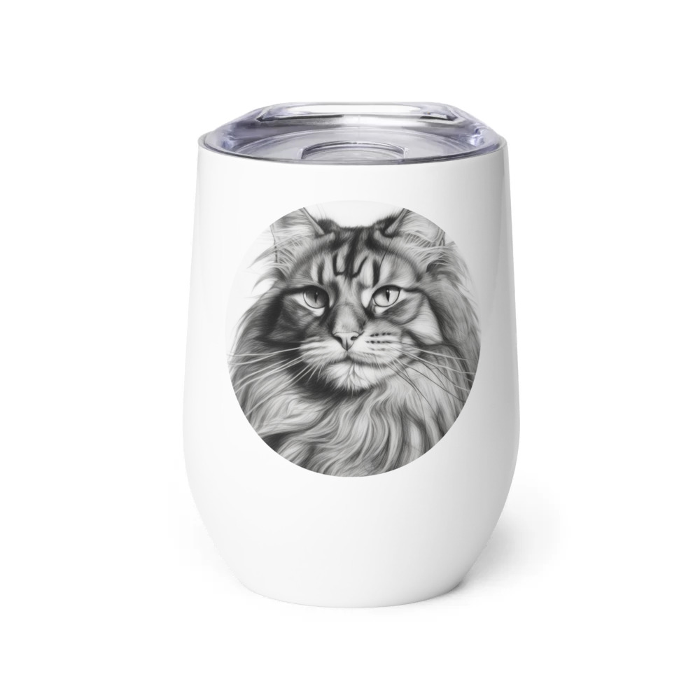 PugMug Custom Tabby Maine Coon Cat Wine Tumbler