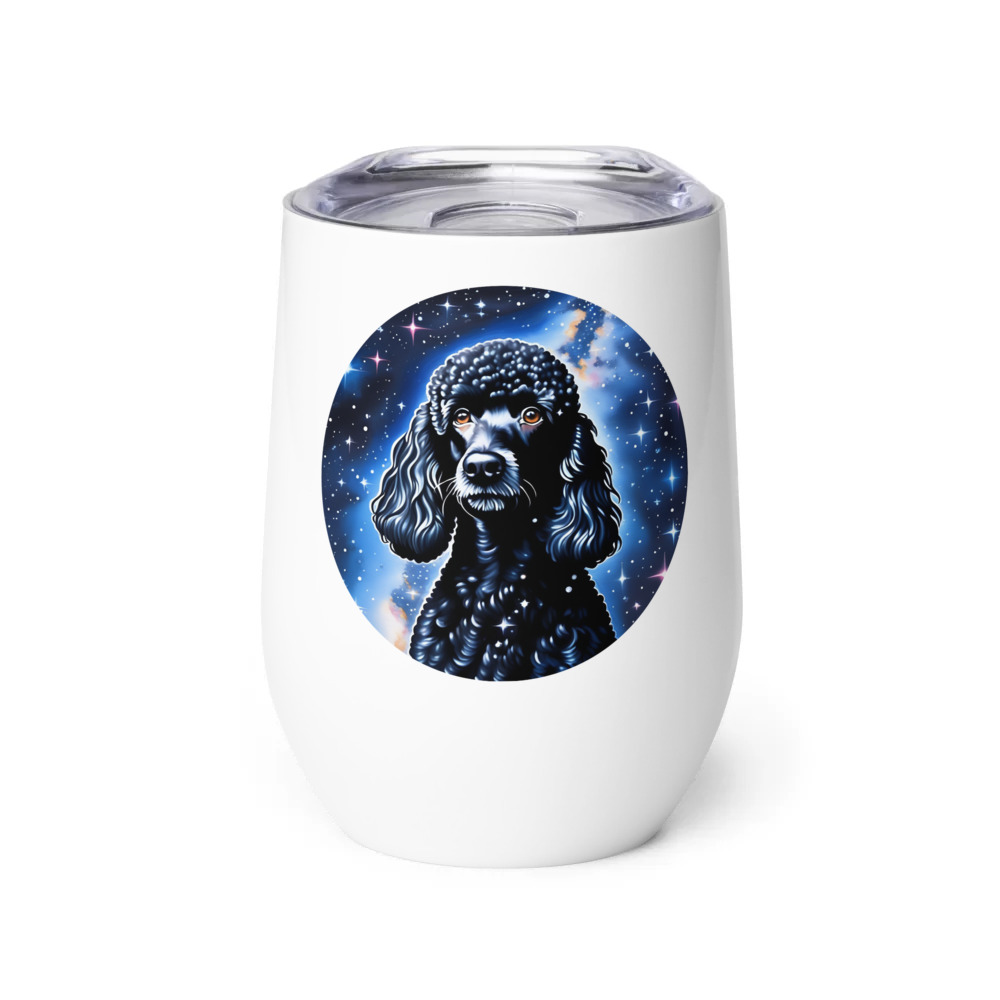 PugMug Custom Black Poodle Wine Tumbler