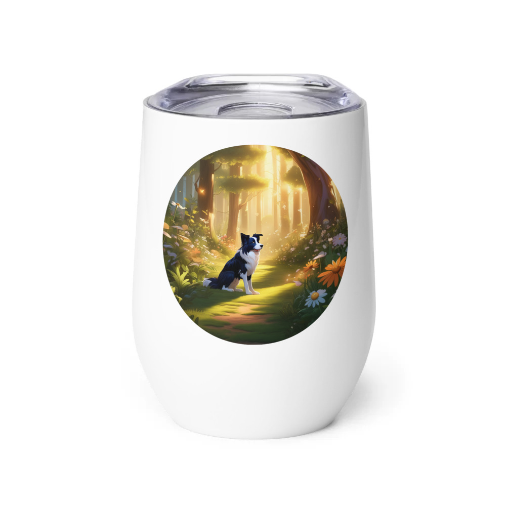 PugMug Custom Border Collie Wine Tumbler