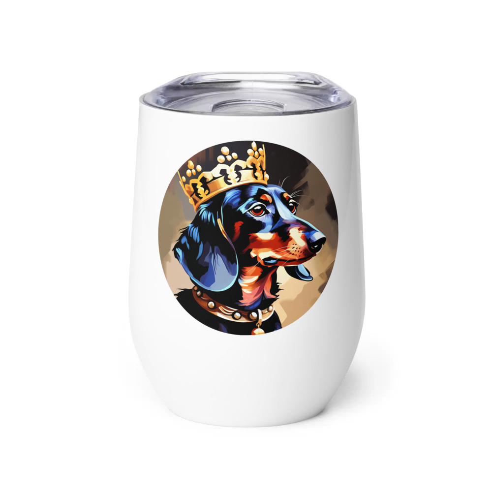 PugMug Custom Black Dachshund Wine Tumbler