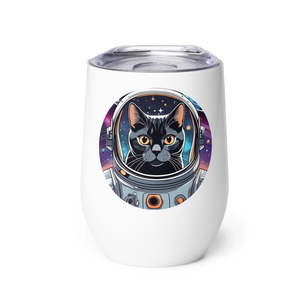 PugMug Custom Black American Shorthair Cat Wine Tumbler