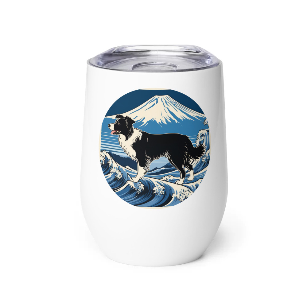 PugMug Custom Border Collie Wine Tumbler