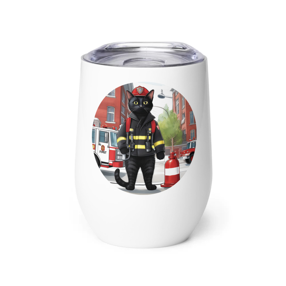 PugMug Custom Black Companion Cat Wine Tumbler