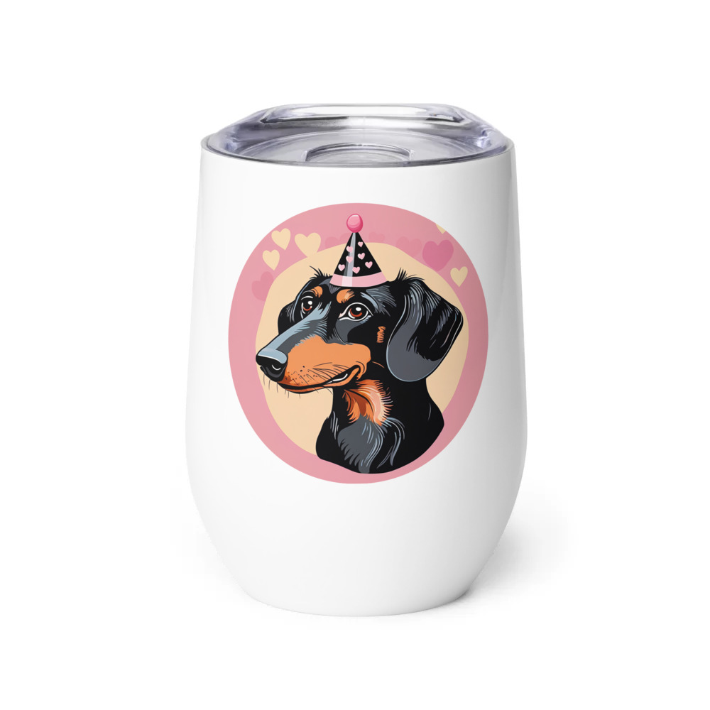 PugMug Custom Black Dachshund Wine Tumbler
