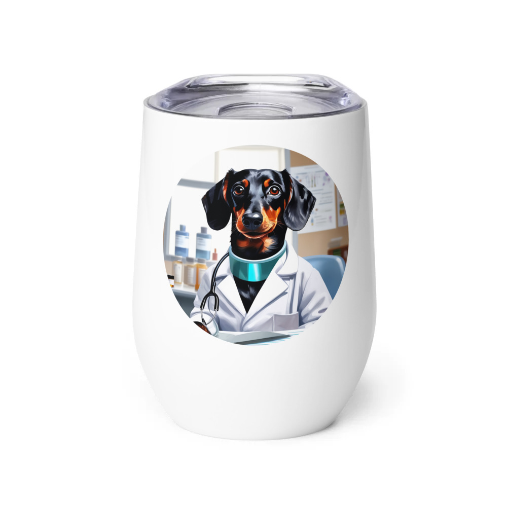 PugMug Custom Black Dachshund Wine Tumbler