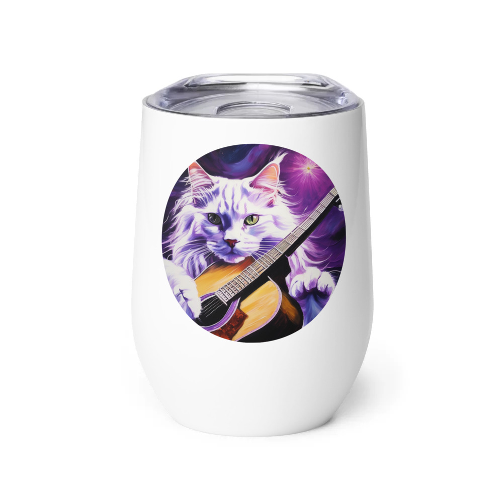 PugMug Custom White Maine Coon Cat Wine Tumbler