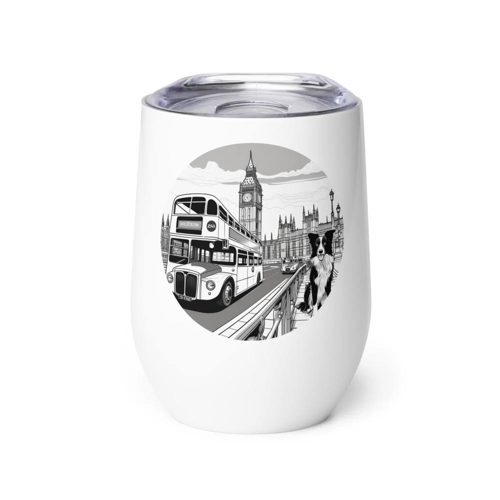 PugMug Custom Border Collie Wine Tumbler