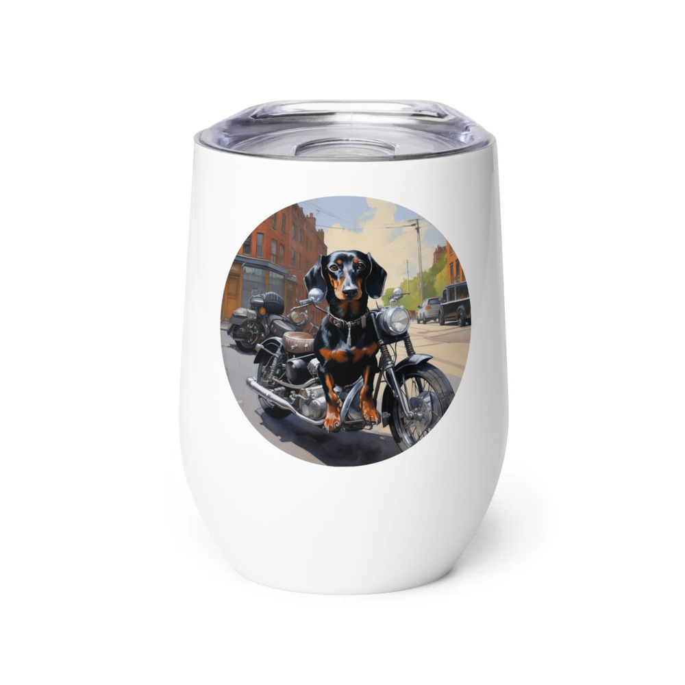 PugMug Custom Black Dachshund Wine Tumbler