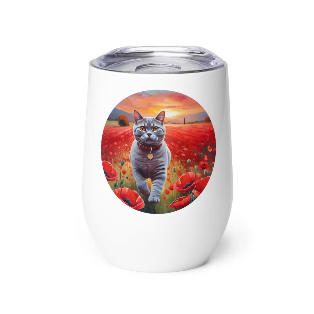 PugMug Custom Tabby British Shorthair Cat Wine Tumbler