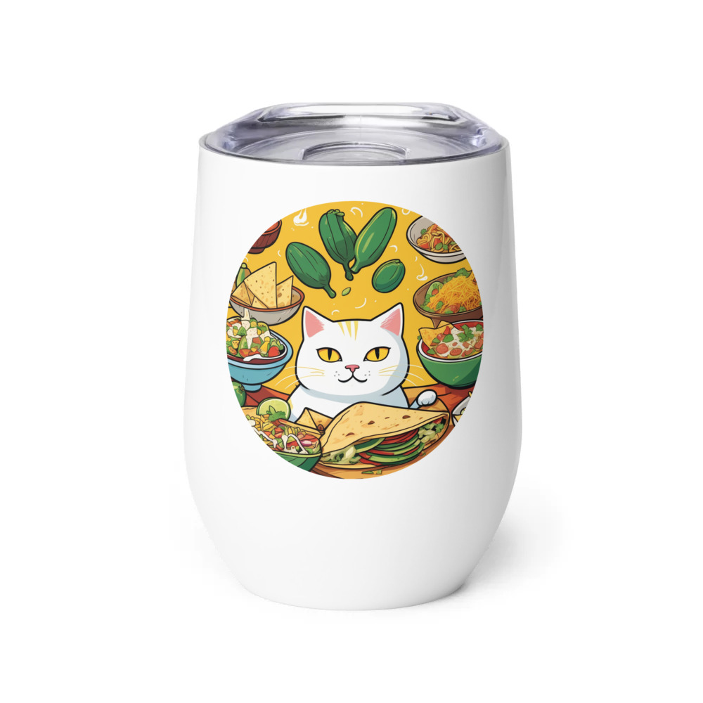 PugMug Custom White Companion Cat Wine Tumbler