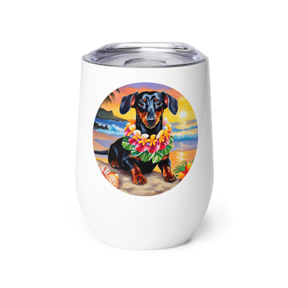 PugMug Custom Black Dachshund Wine Tumbler