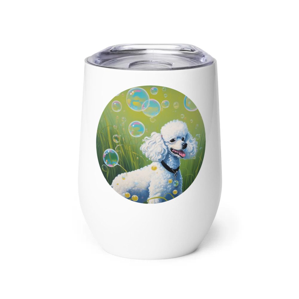 PugMug Custom White Poodle Wine Tumbler