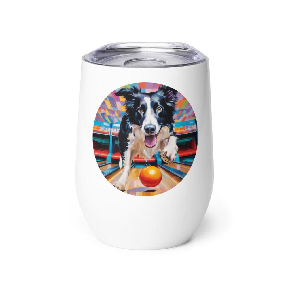 PugMug Custom Border Collie Wine Tumbler