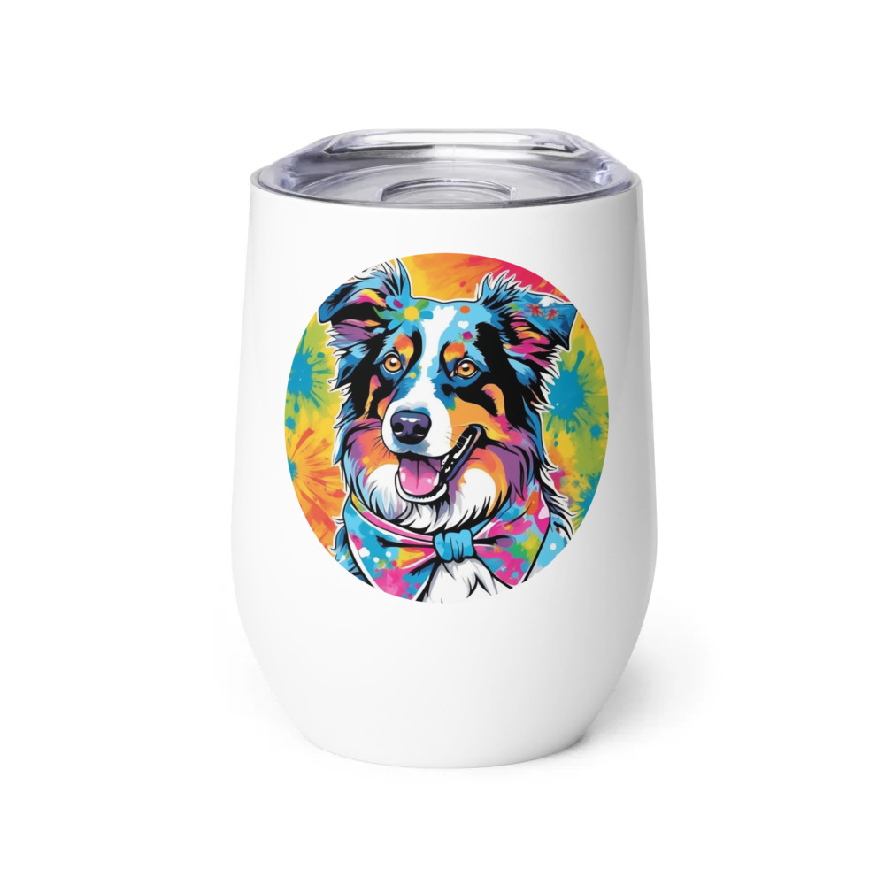 PugMug Custom Australian Shepherd Dog Wine Tumbler