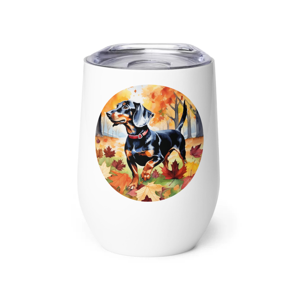 PugMug Custom Black Dachshund Wine Tumbler