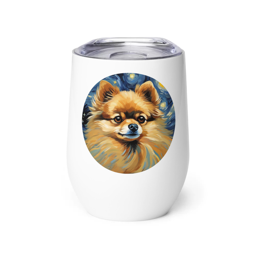 PugMug Custom Tan Pomeranian Wine Tumbler