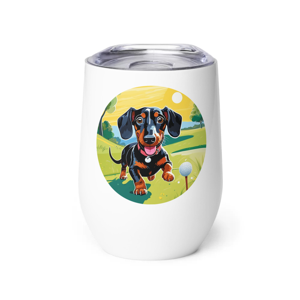 PugMug Custom Black Dachshund Wine Tumbler