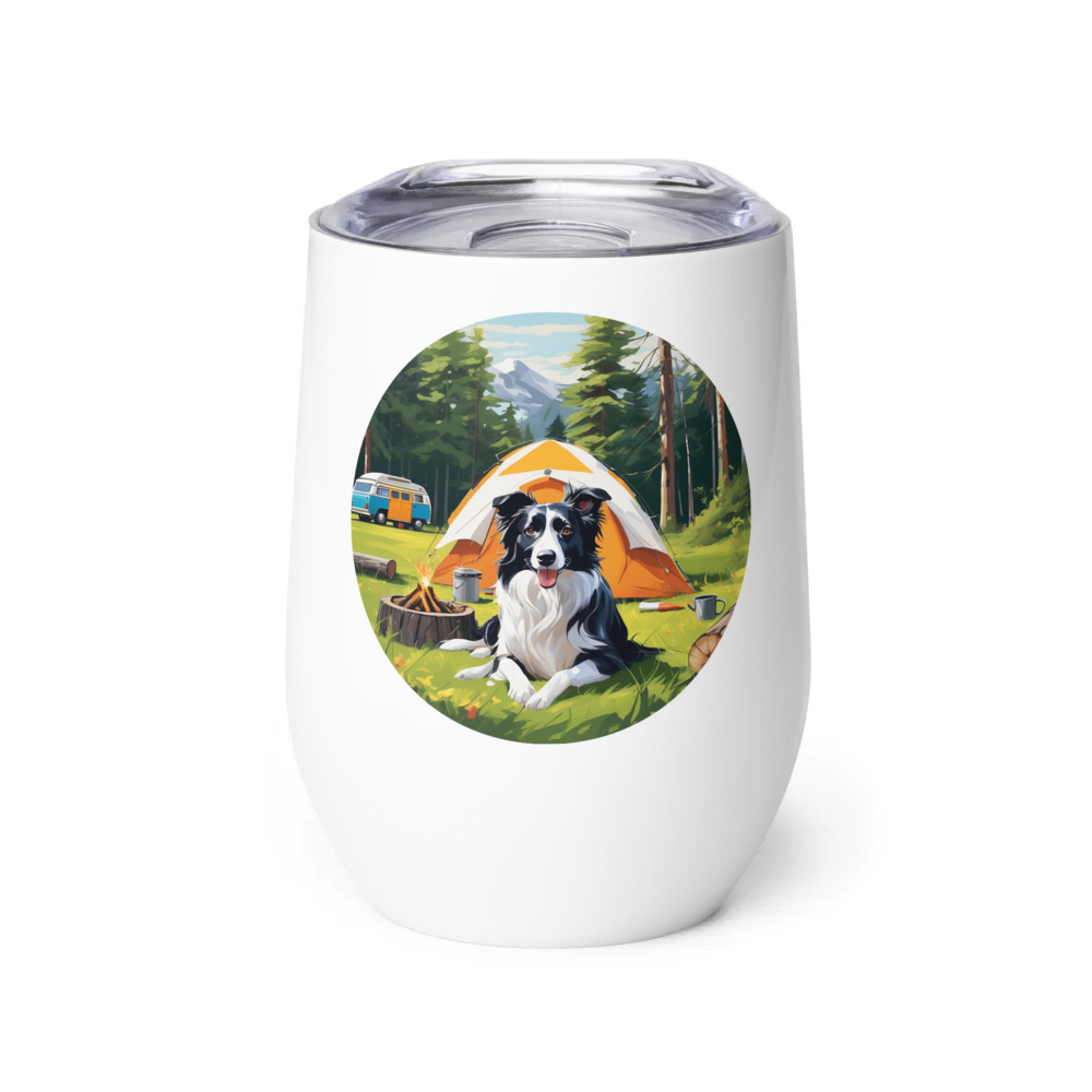 PugMug Custom Border Collie Wine Tumbler