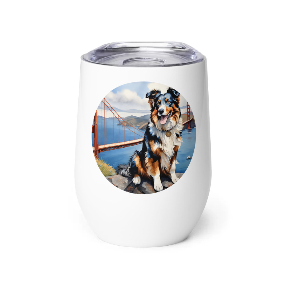 PugMug Custom Australian Shepherd Dog Wine Tumbler