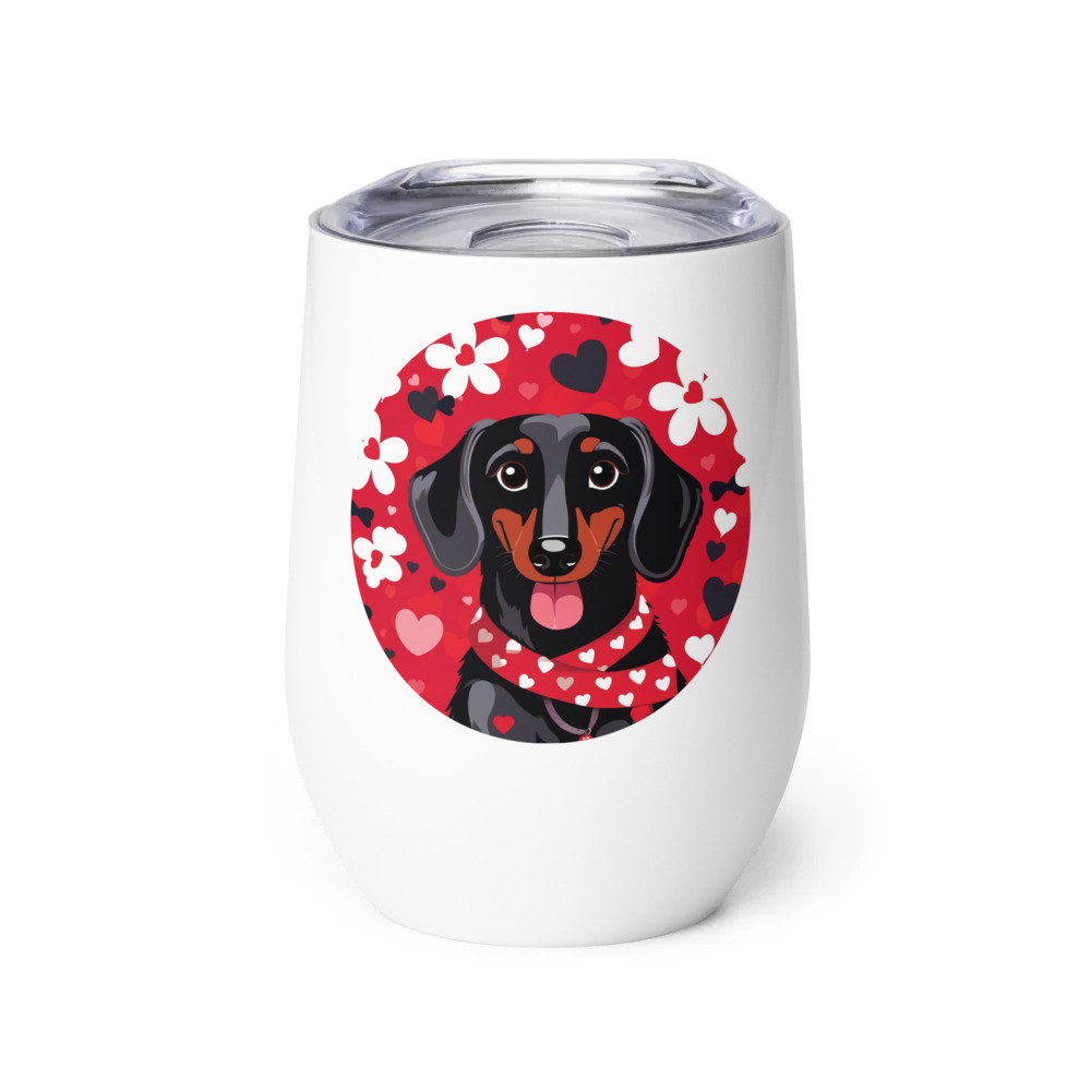 PugMug Custom Black Dachshund Wine Tumbler