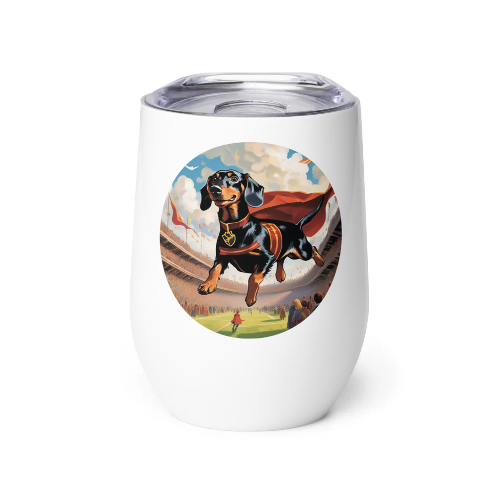 PugMug Custom Black Dachshund Wine Tumbler