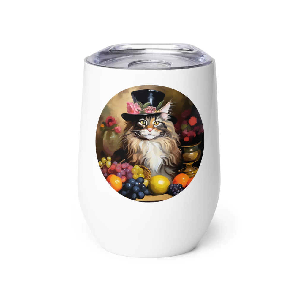 PugMug Custom Tabby Maine Coon Cat Wine Tumbler