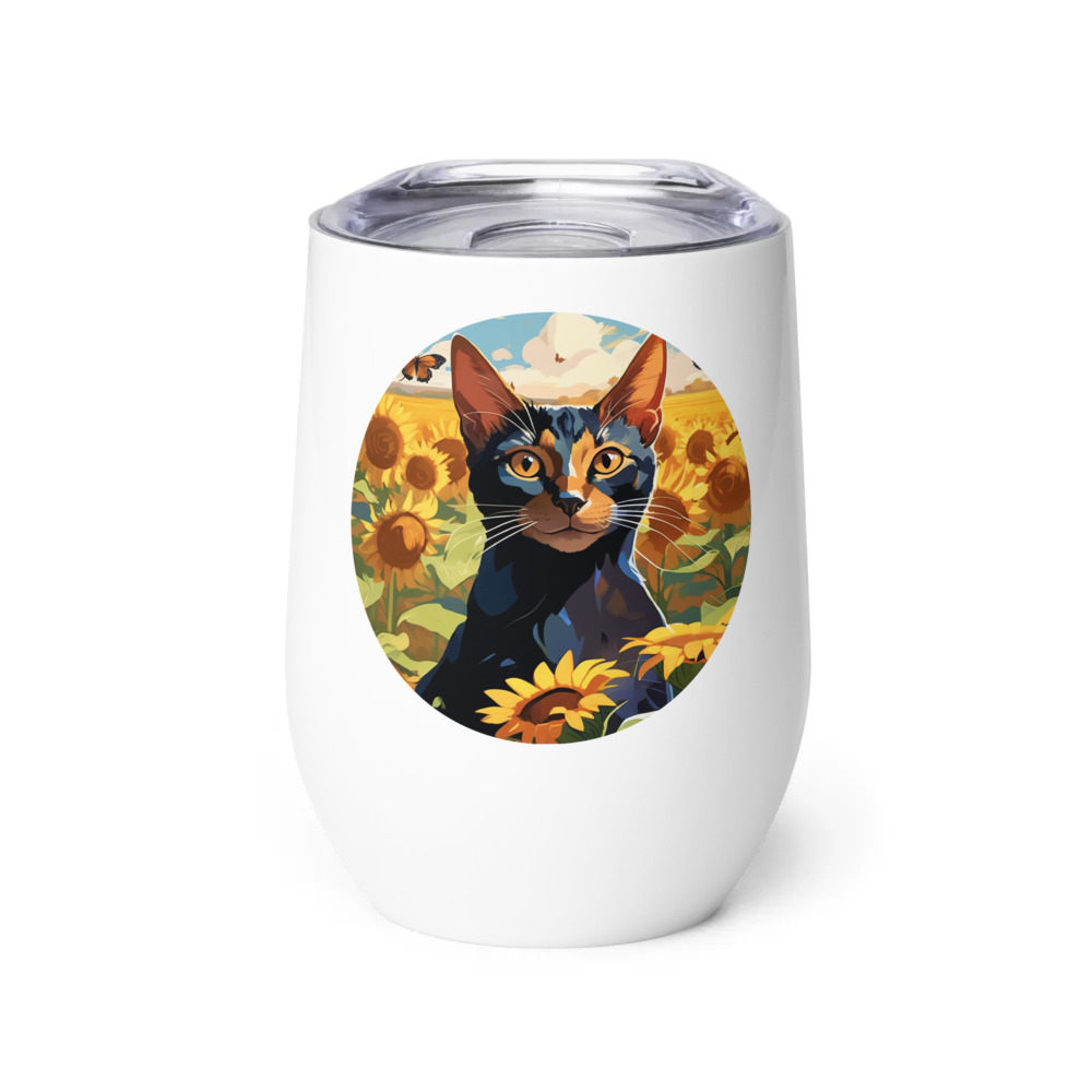 PugMug Custom Black Abyssinian Cat Wine Tumbler