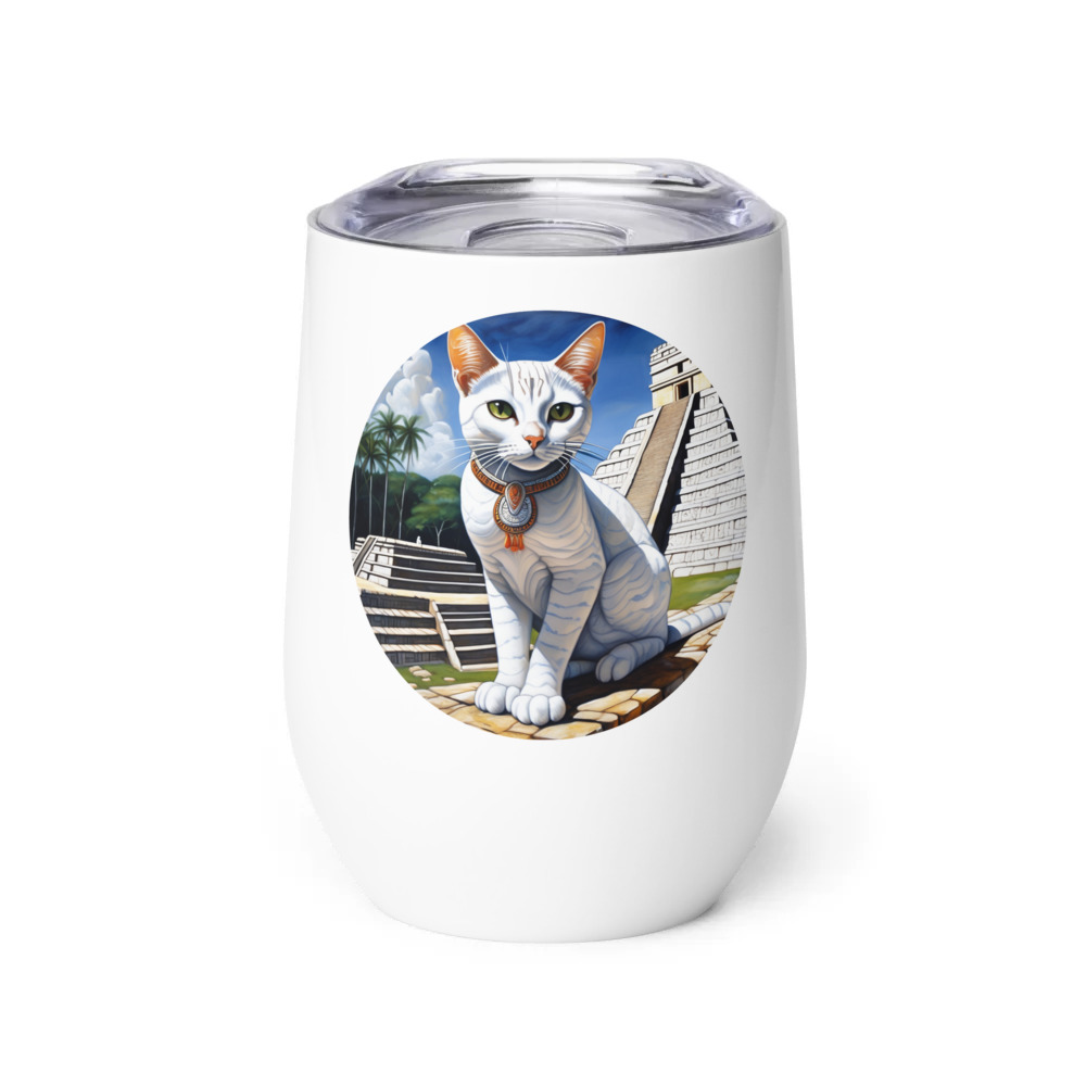 PugMug Custom White Companion Cat Wine Tumbler