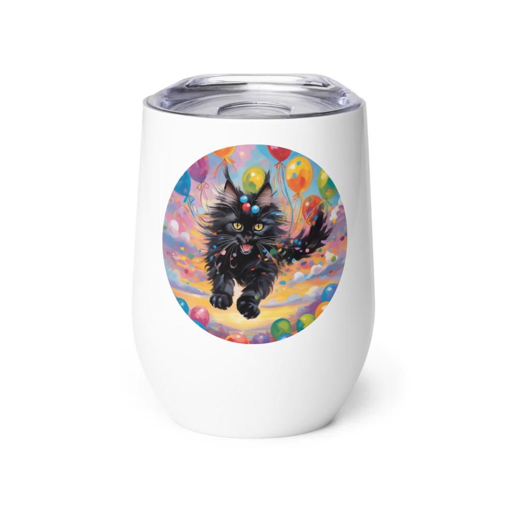 PugMug Custom Black Maine Coon Cat Wine Tumbler