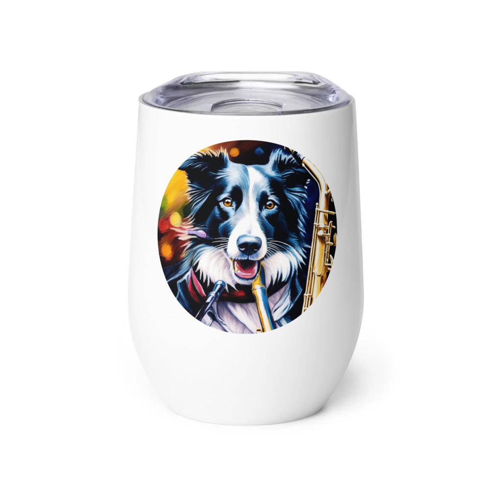PugMug Custom Border Collie Wine Tumbler