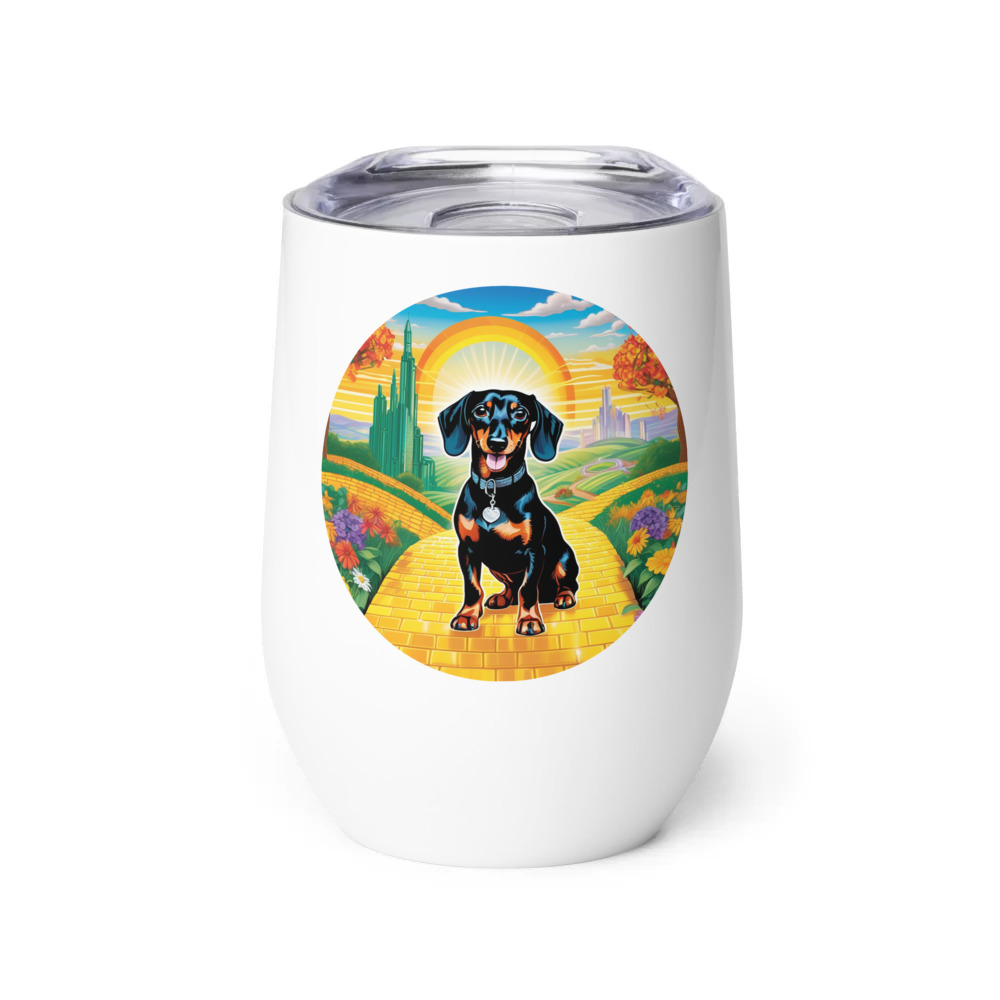 PugMug Custom Black Dachshund Wine Tumbler