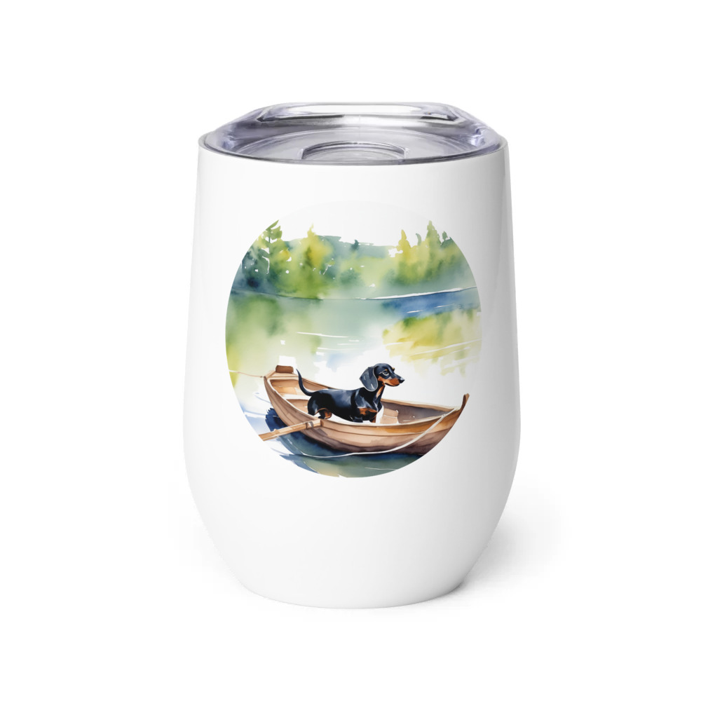 PugMug Custom Black Dachshund Wine Tumbler