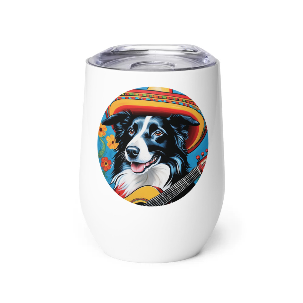 PugMug Custom Border Collie Wine Tumbler