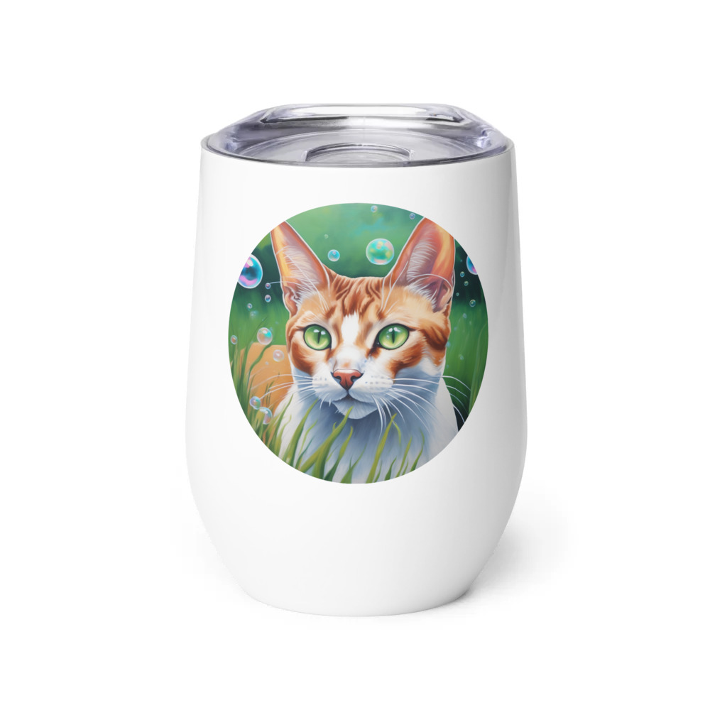 PugMug Custom White Abyssinian Cat Wine Tumbler