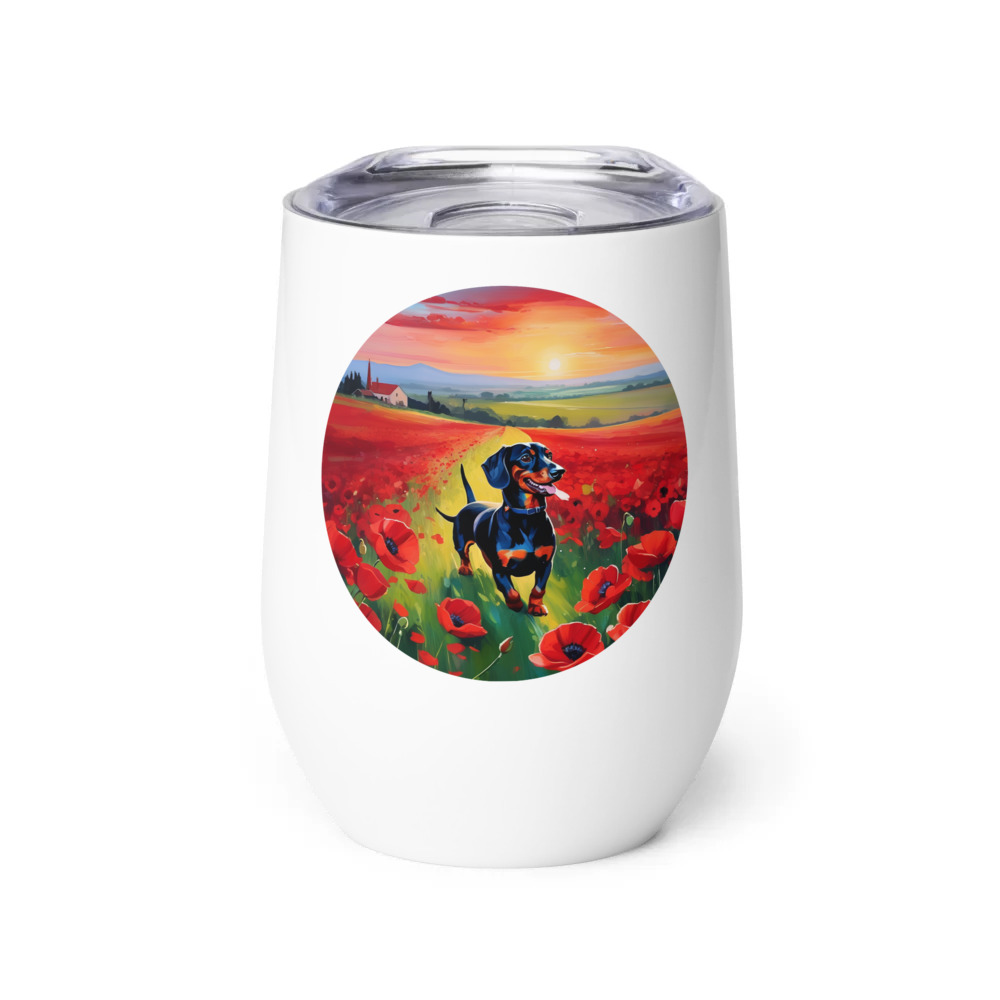 PugMug Custom Black Dachshund Wine Tumbler