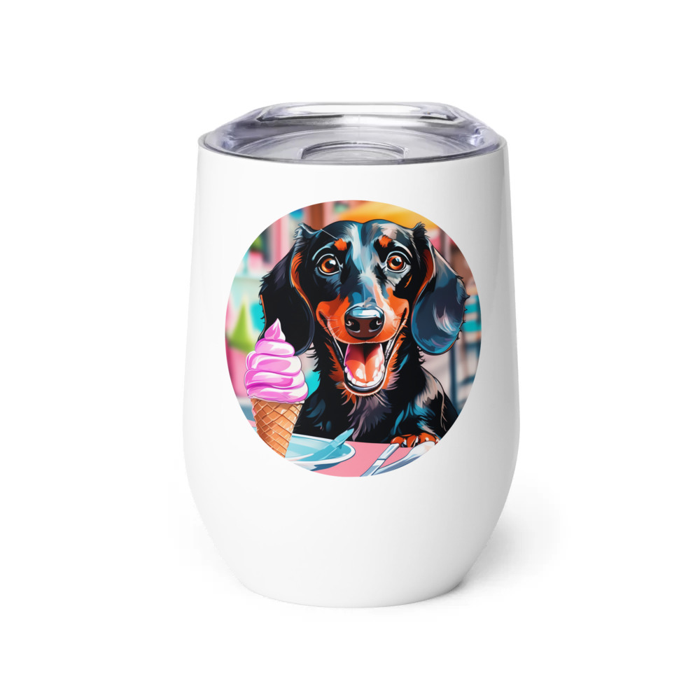 PugMug Custom Black Dachshund Wine Tumbler