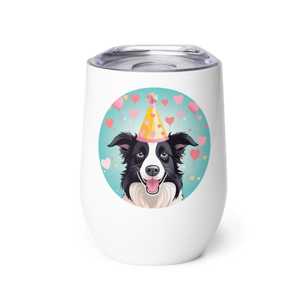 PugMug Custom Border Collie Wine Tumbler