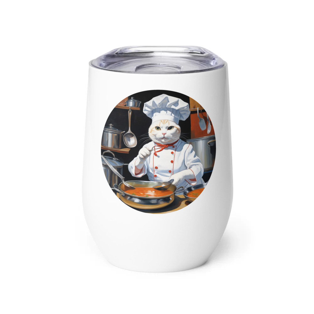 PugMug Custom White Companion Cat Wine Tumbler