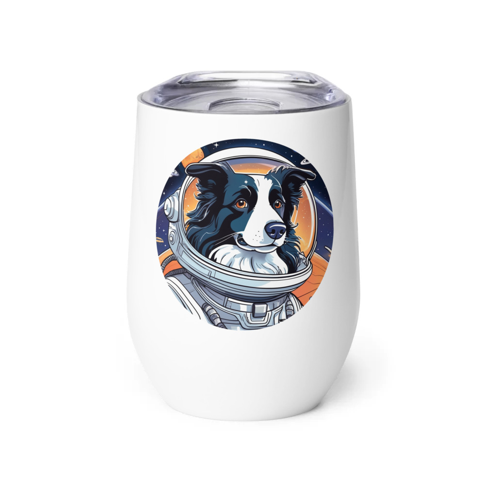 PugMug Custom Border Collie Wine Tumbler