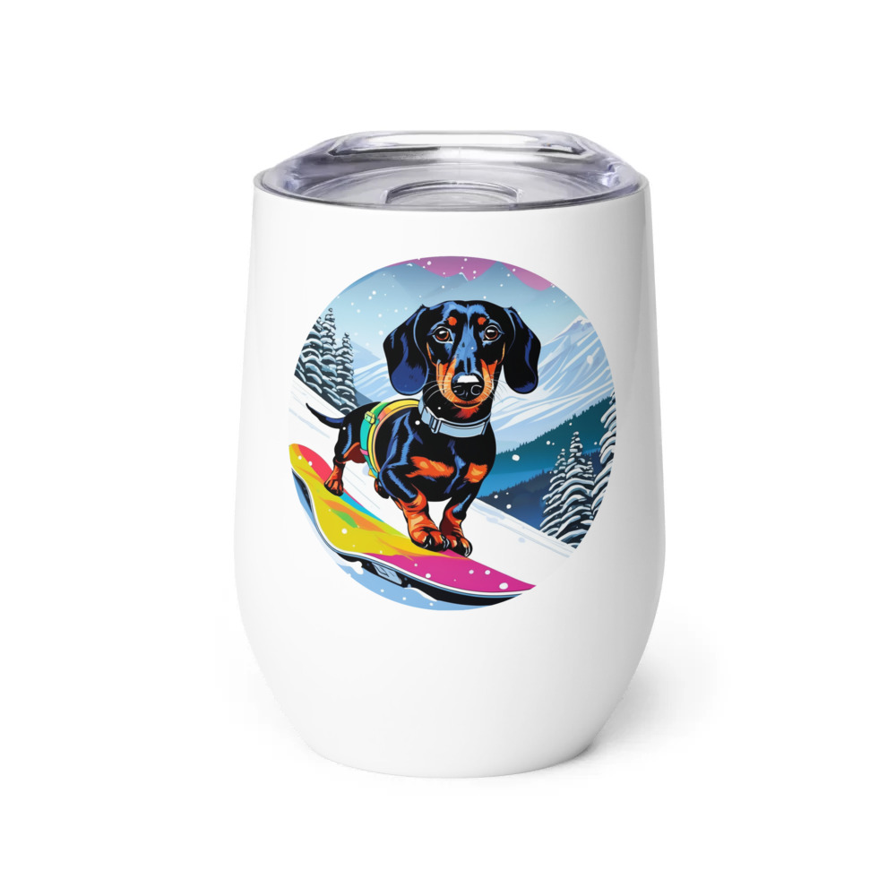 PugMug Custom Black Dachshund Wine Tumbler